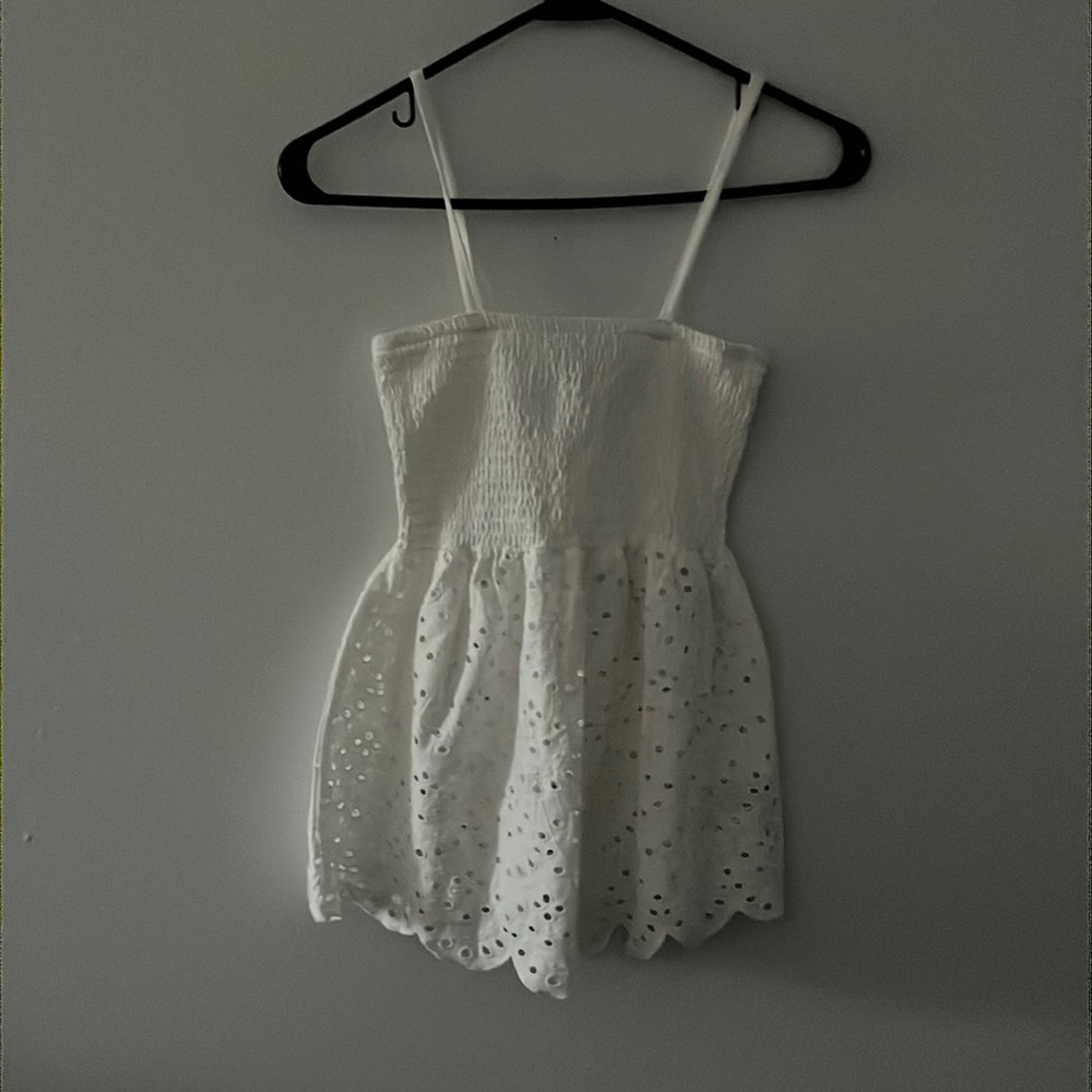 Primark Womens Smocked Eyelet Blouse Sit Top Cotton